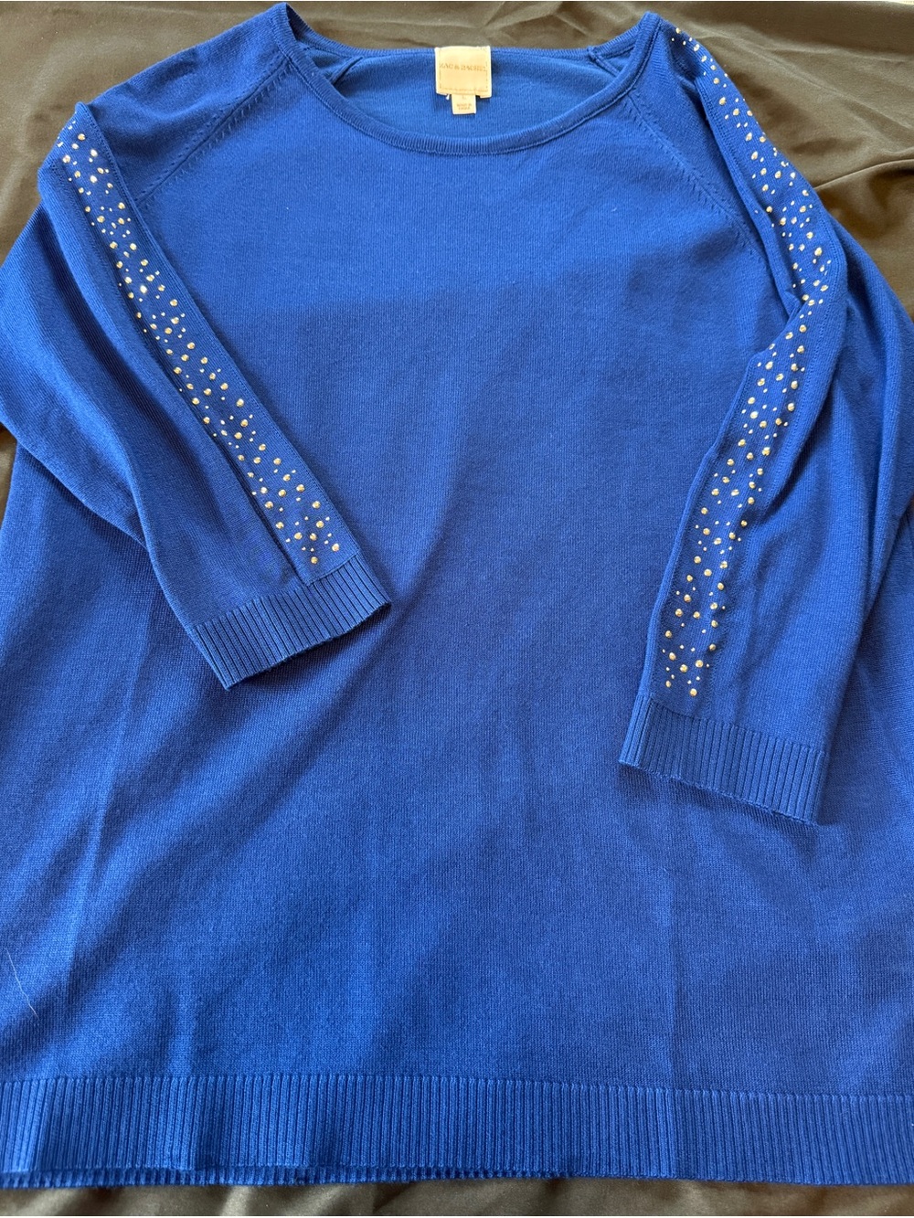 Royal Blue Embellished Sleeve Sweater size large
